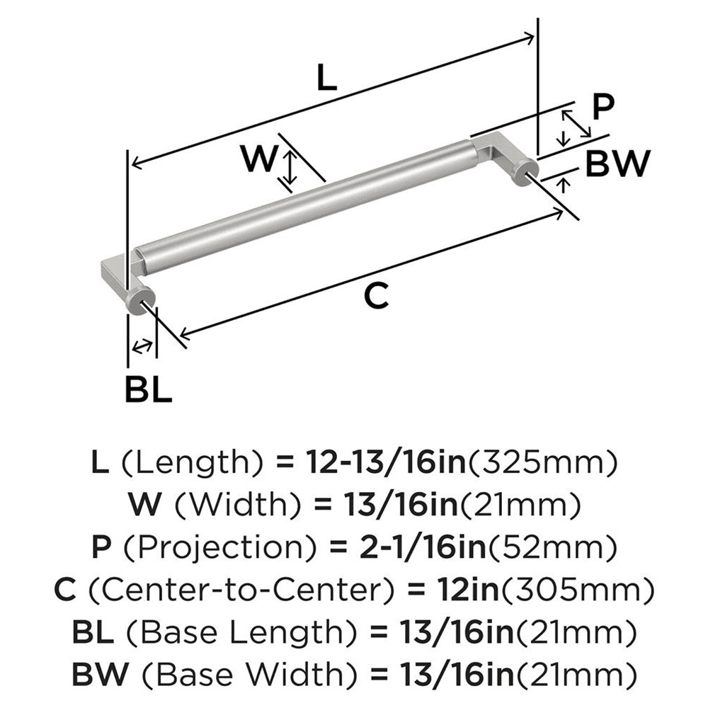 305mm Balon Appliance Pull, Satin Nickel Alt 1 - Image