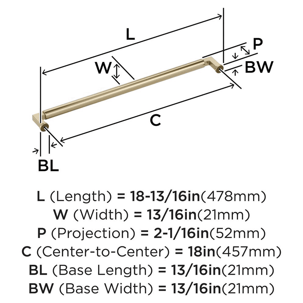 457mm Balon Appliance Pull, Golden Champagne Alt 1 - Image