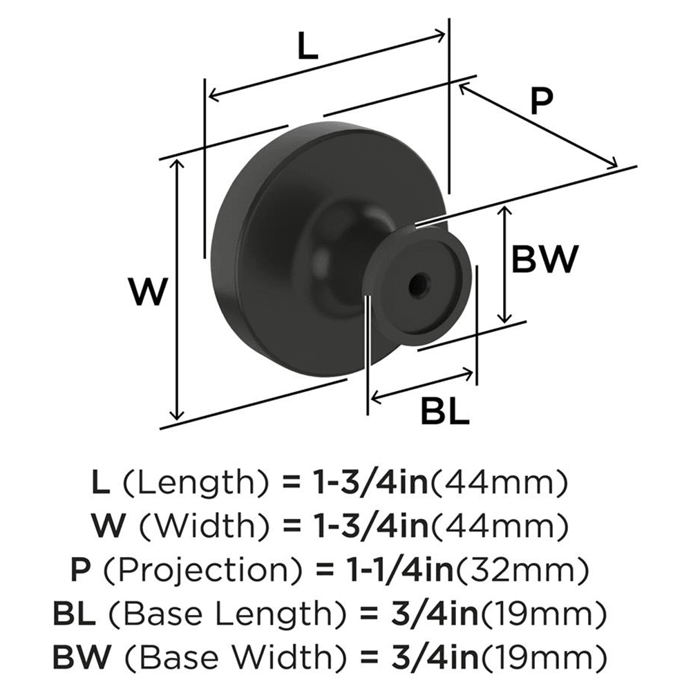 1-3/4" Dupont Circle Cabinet Knob, Matte Black Alt 1 - Image