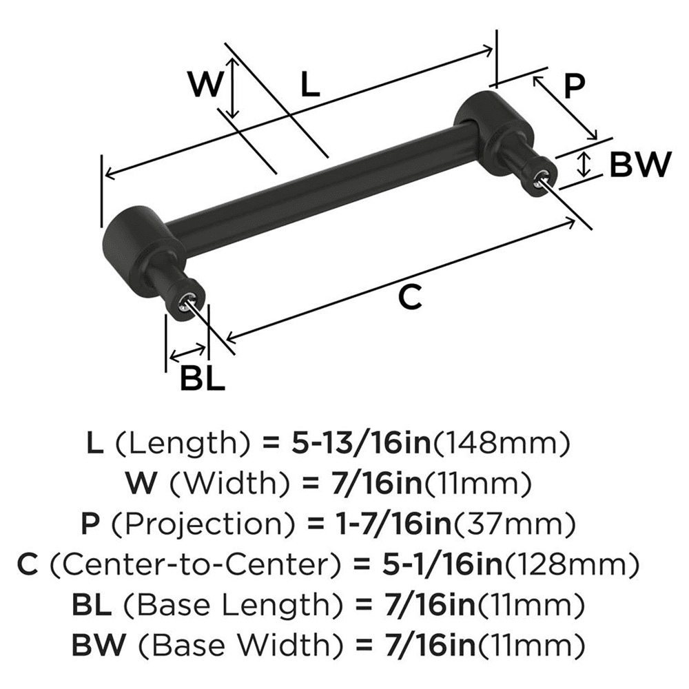 128mm Dupont Circle Cabinet Pull, Matte Black Alt 2 - Image