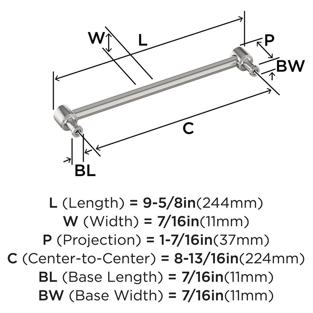 224mm Dupont Circle Cabinet Pull, Polished Nickel Alt 1 - Image