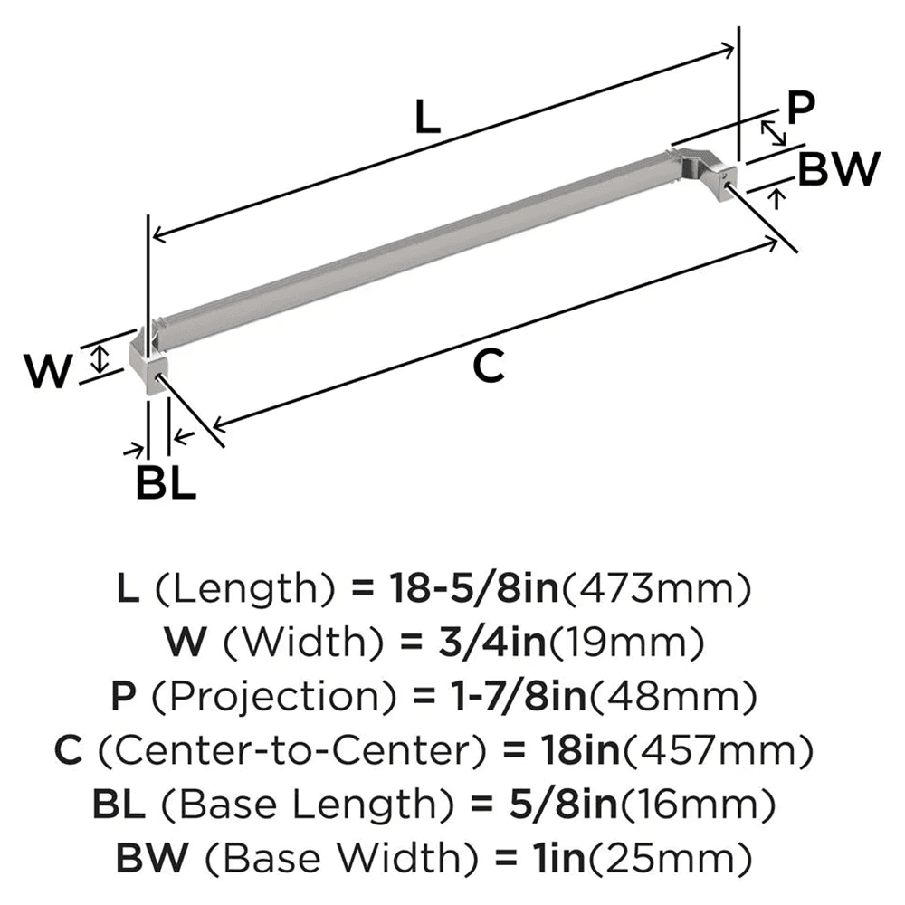 457mm Townsend Appliance Pull, Polished Nickel Alt 1 - Image