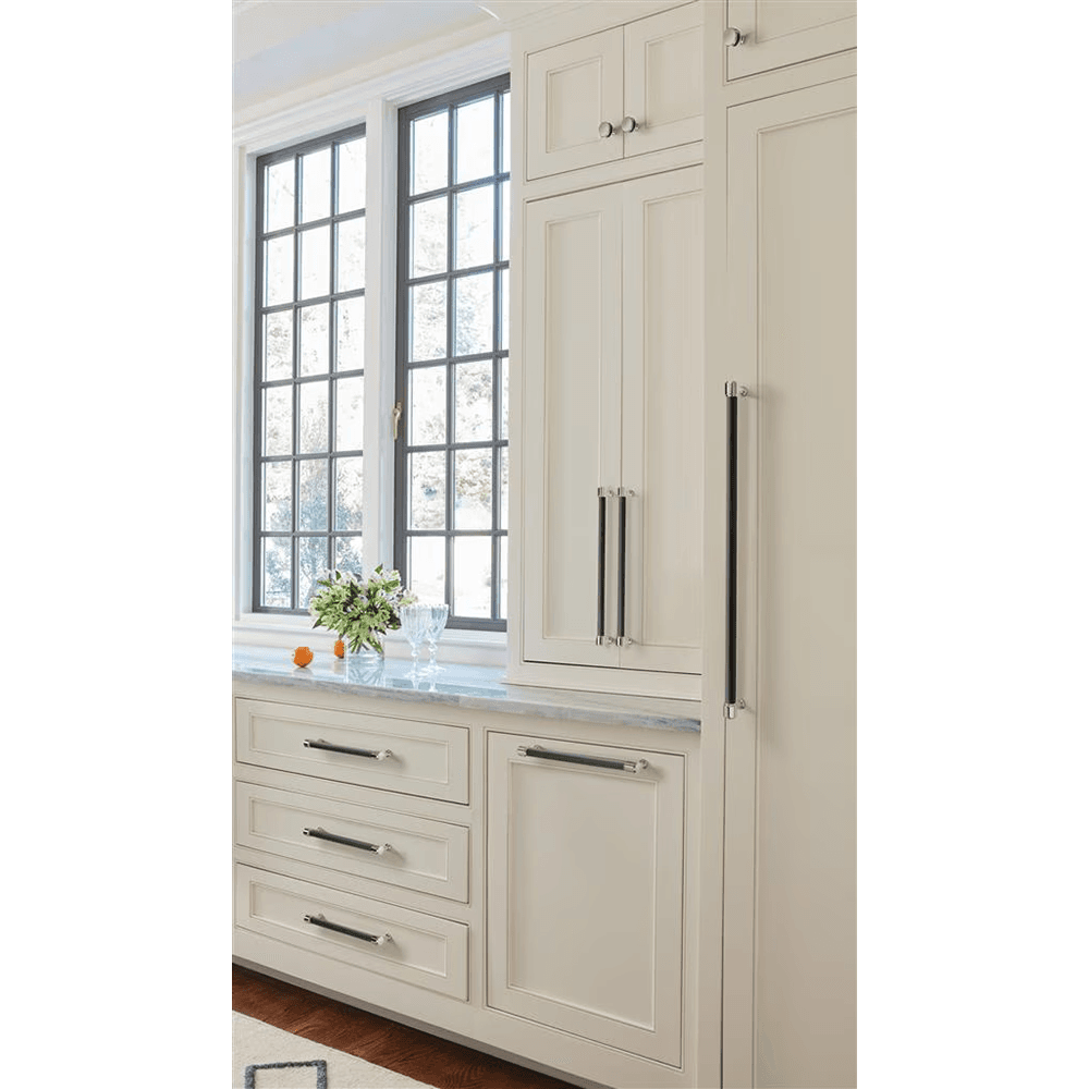 32mm Fairlane Cabinet Knob, Black Leather/Polished Nickel Alt 3 - Image