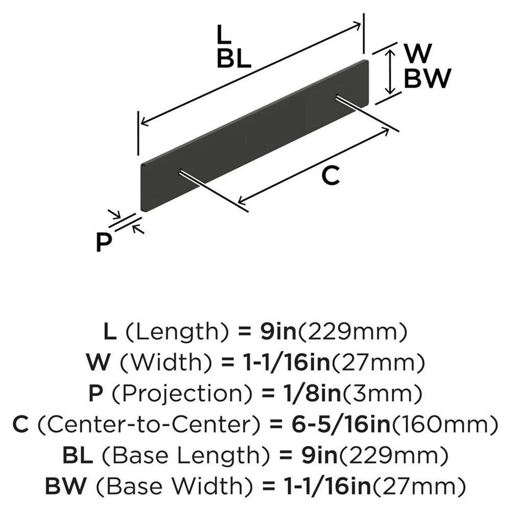160mm Thoreau Rectangle Backplate, Matte Black Alt 1 - Image
