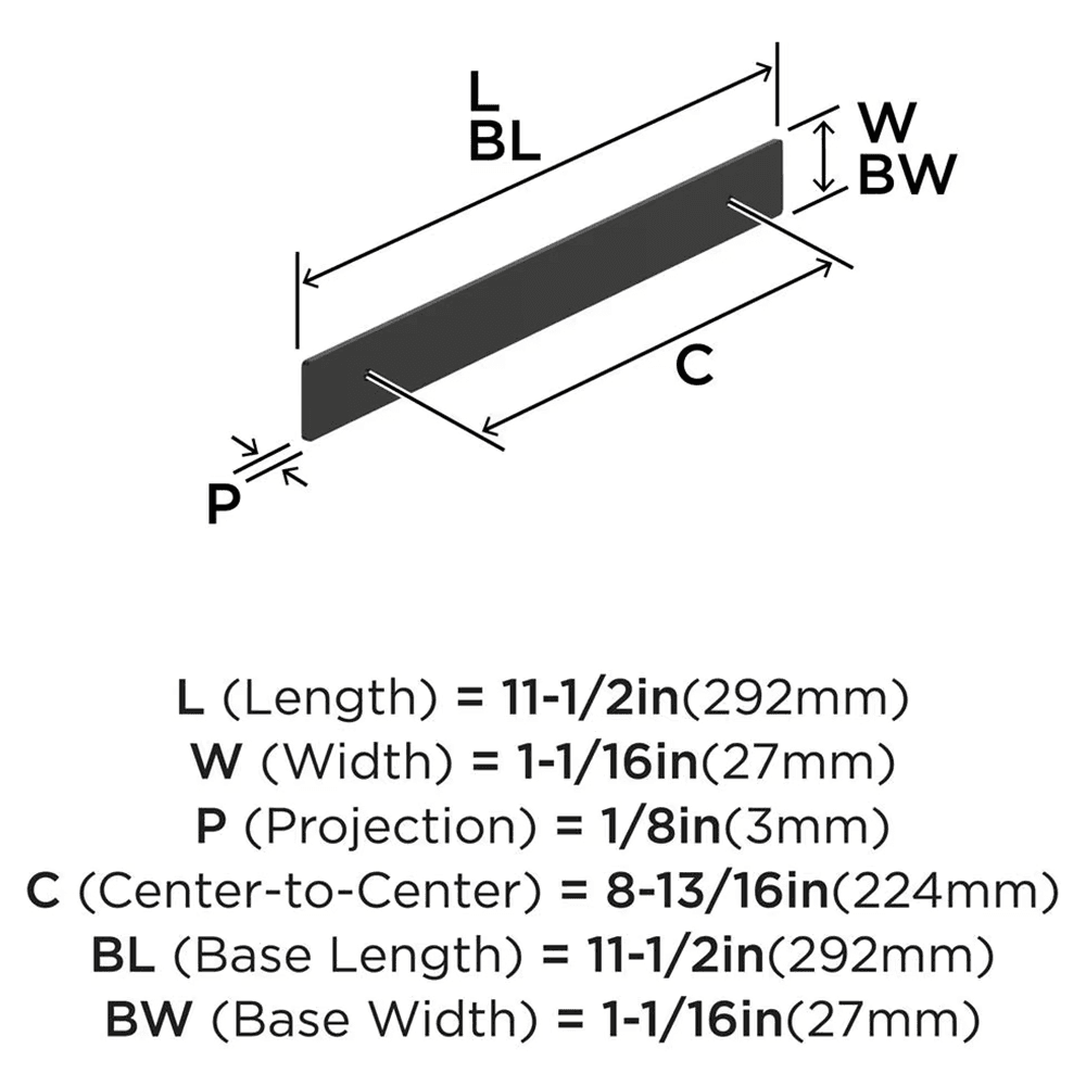 224mm Thoreau Rectangle Backplate, Matte Black Alt 1 - Image