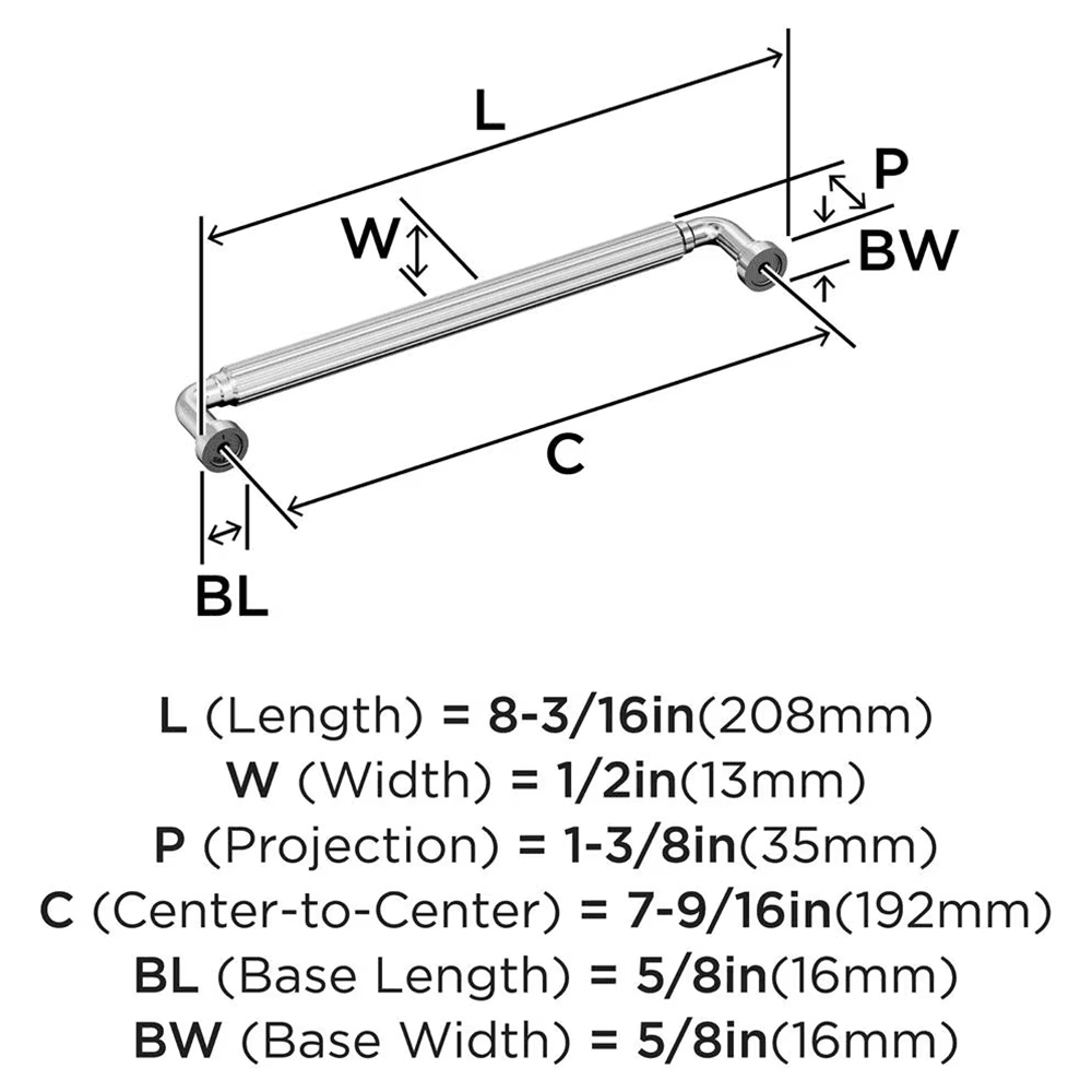 7-9/16" Cowrie Cabinet Pull, Polished Chrome Alt 1 - Image