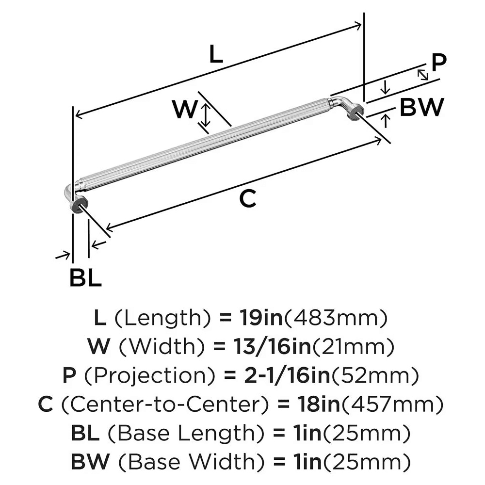 457mm Cowrie Appliance Pull, Polished Chrome Alt 1 - Image