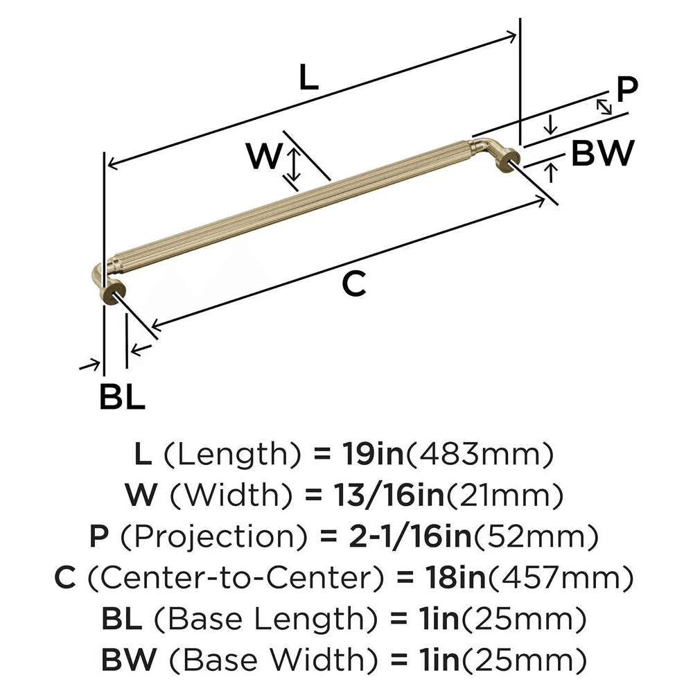 457mm Cowrie Appliance Pull, Golden Champagne Alt 1 - Image