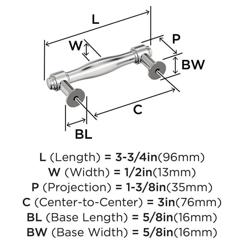 76mm Enlivity Cabinet Pull, Polished Nickel Alt 1 - Image