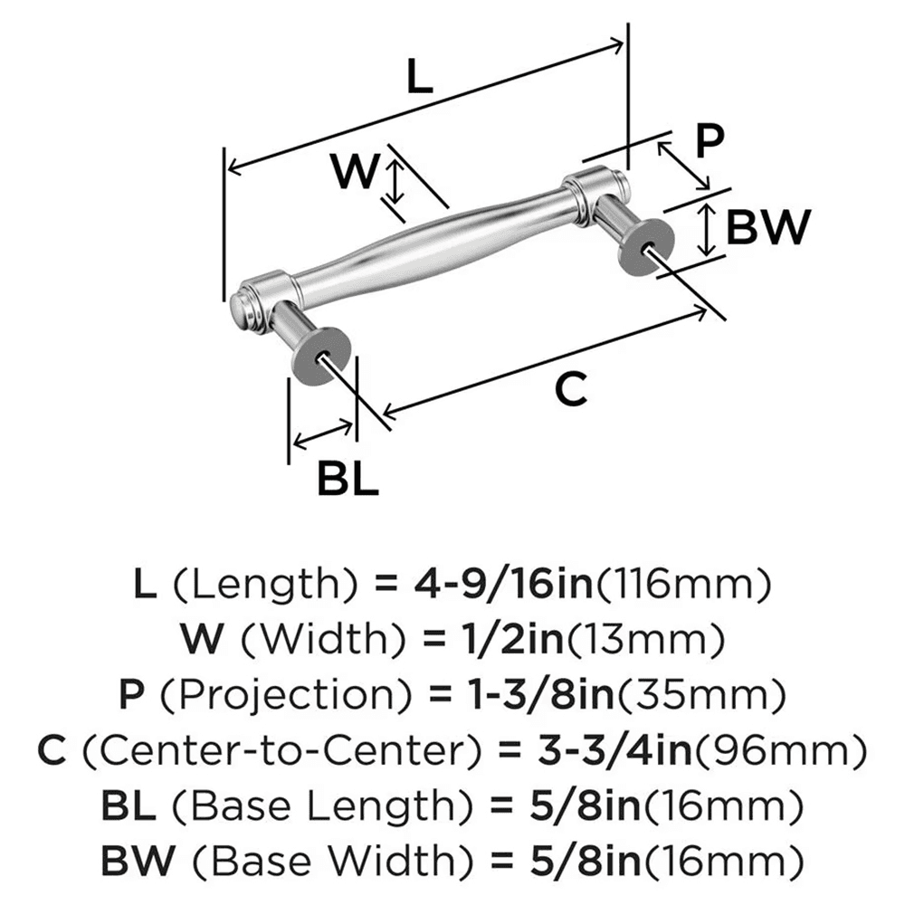 96mm Enlivity Cabinet Pull, Polished Chrome Alt 1 - Image