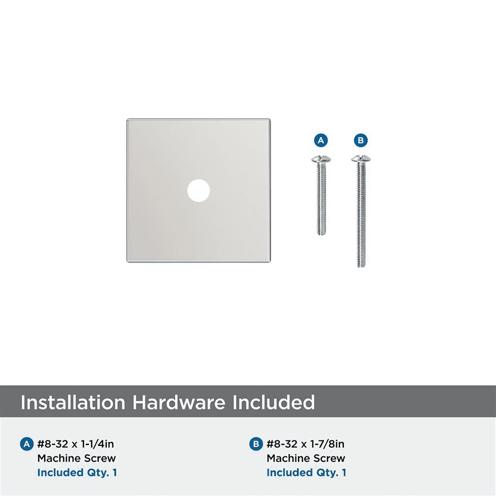 30mm Ladera Square Cabinet Knob Backplate, Polished Nickel Alt 2 - Image