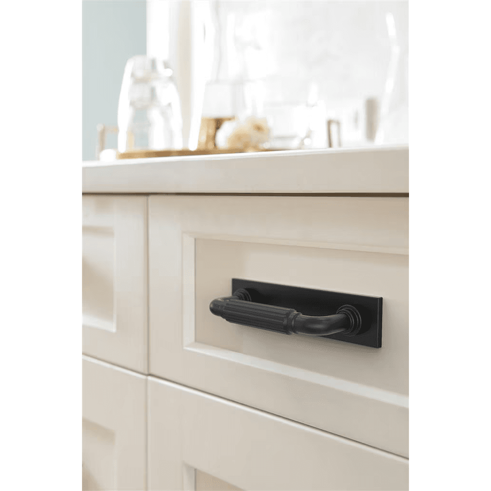 76mm Ladera Rectangle Cabinet Pull Backplate, Matte Black Alt 3 - Image