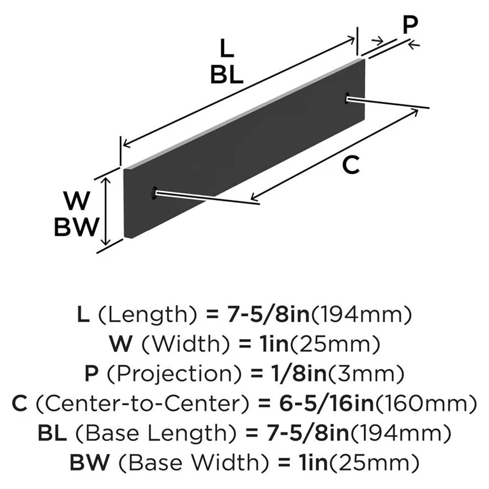 160mm Ladera Rectangle Cabinet Pull Backplate, Matte Black Alt 1 - Image