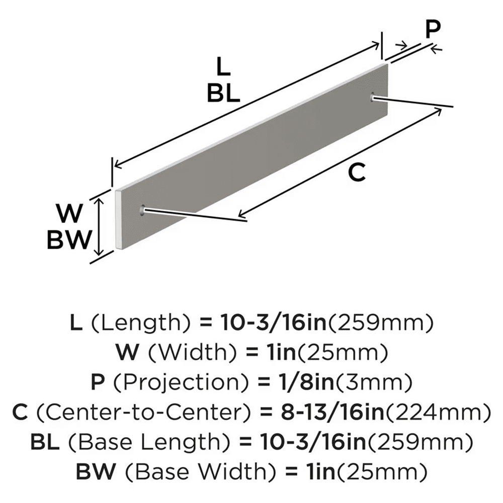224mm Ladera Rectangle Cabinet Pull Backplate, Satin Nickel Alt 1 - Image