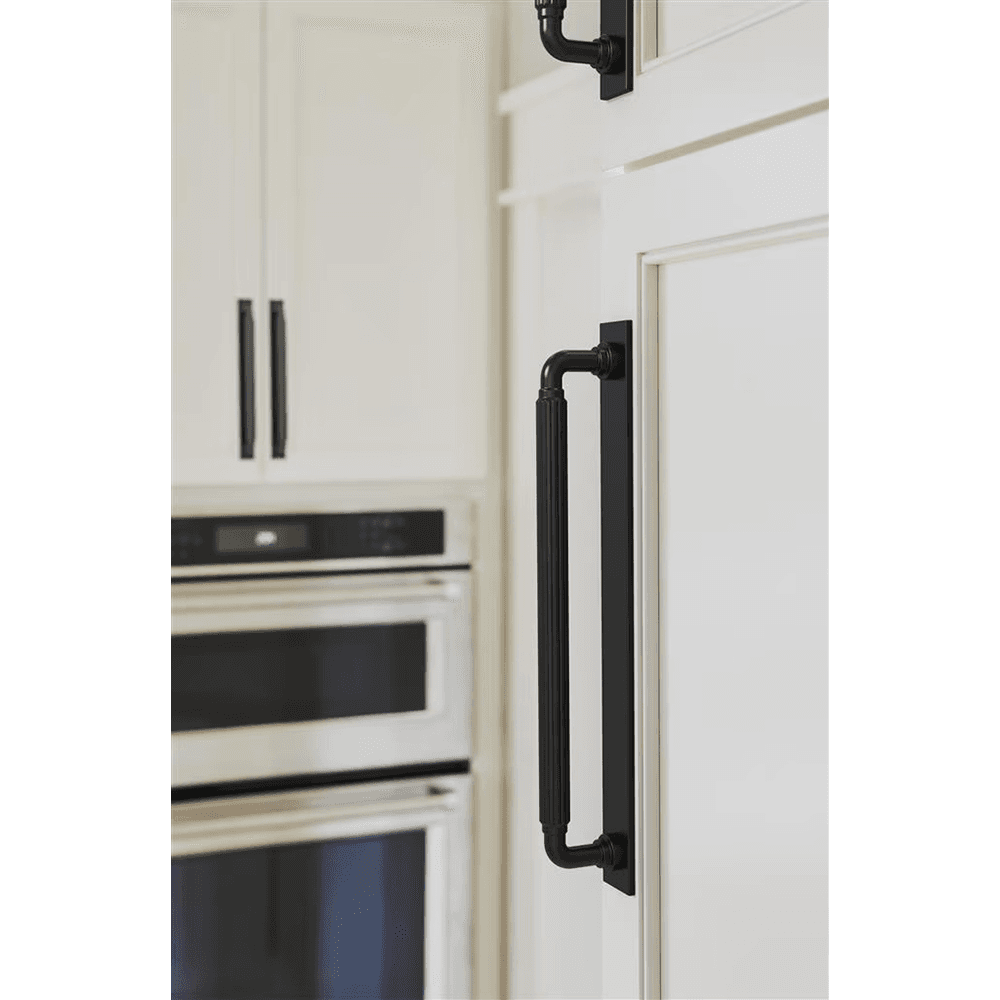 224mm Ladera Rectangle Cabinet Pull Backplate, Matte Black Alt 3 - Image