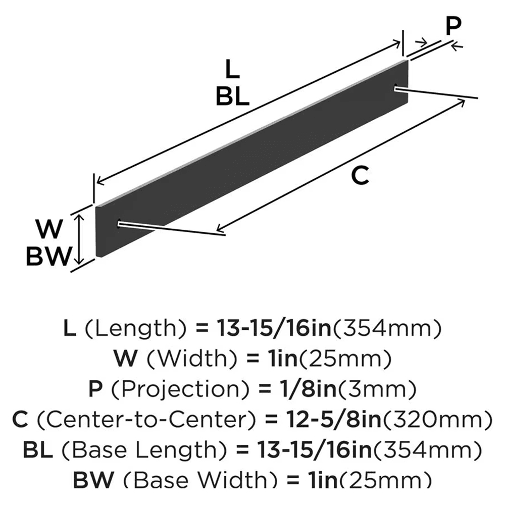 320mm Ladera Rectangle Cabinet Pull Backplate, Matte Black Alt 1 - Image