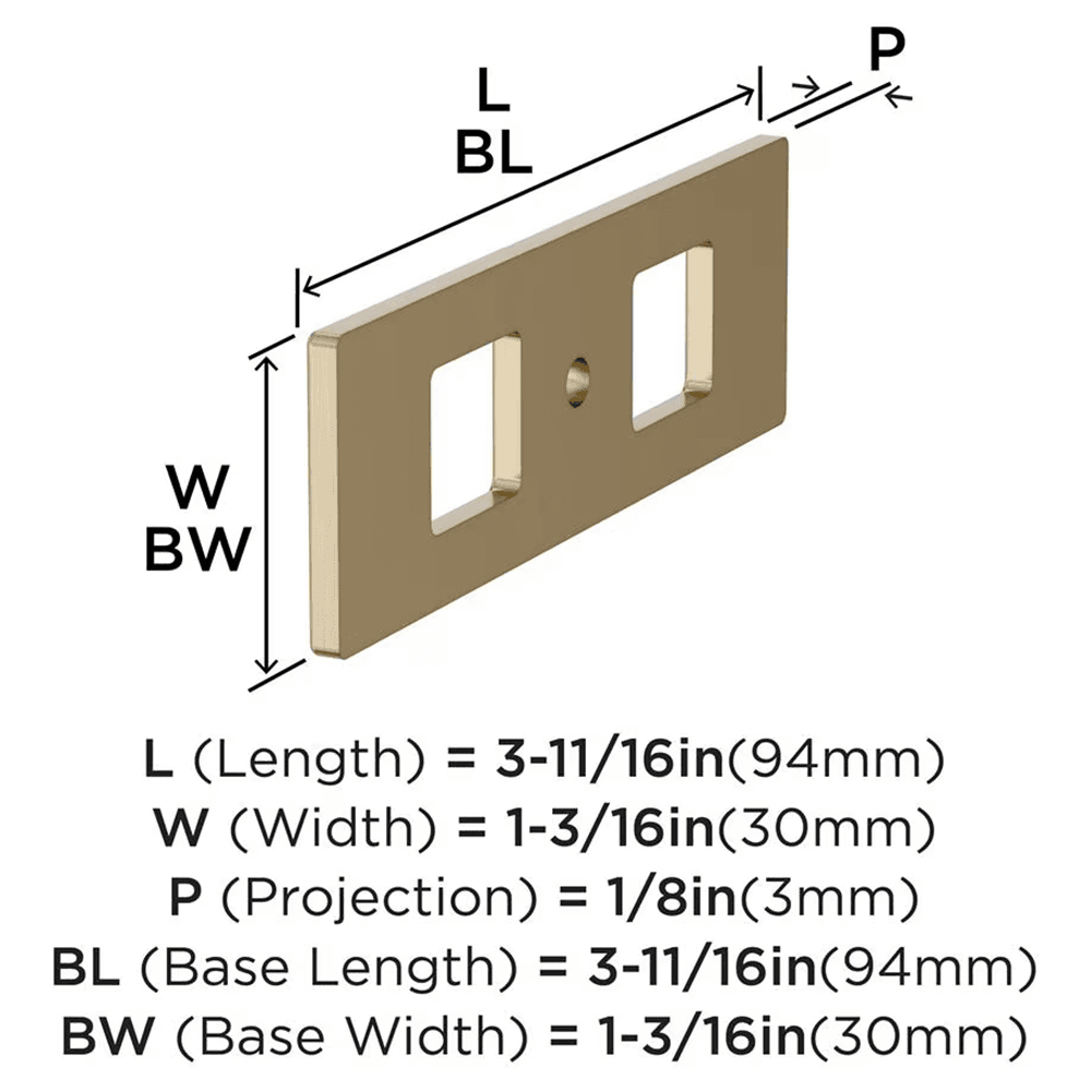 94mm Medora Rectangle Cabinet Knob Backplate, Golden Champagne Alt 1 - Image