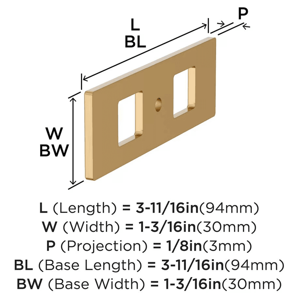 94mm Medora Rectangle Cabinet Knob Backplate, Champagne Bronze Alt 1 - Image