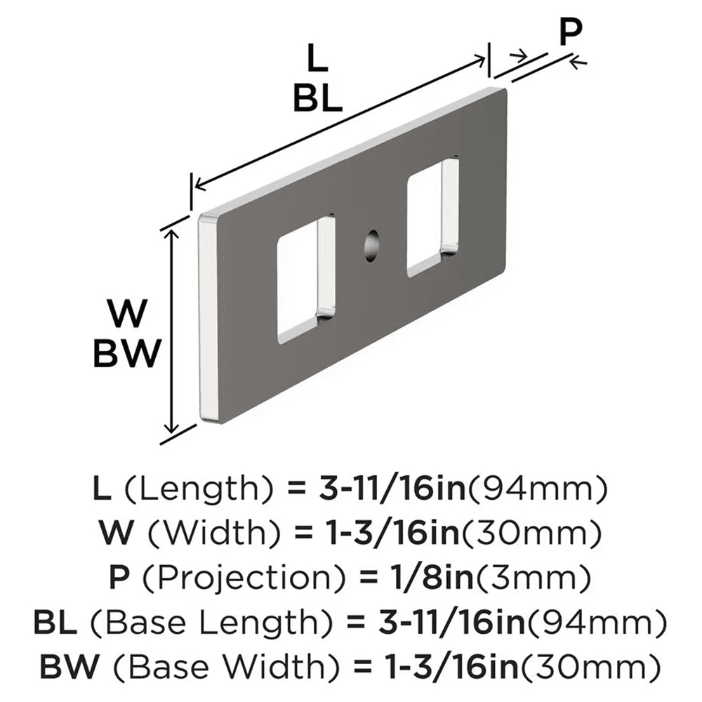 94mm Medora Rectangle Cabinet Knob Backplate, Polished Nickel Alt 1 - Image
