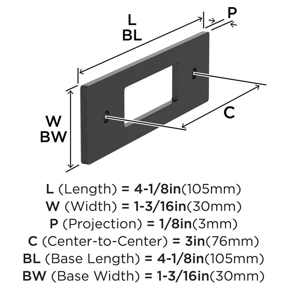 76mm Medora Rectangle Cabinet Pull Backplate, Oil-Rubbed Bronze Alt 1 - Image