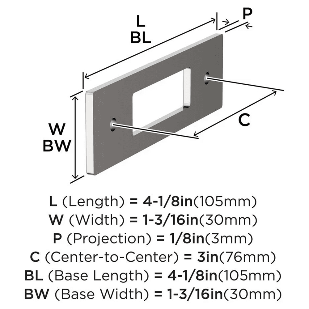 76mm Medora Rectangle Cabinet Pull Backplate, Polished Nickel Alt 1 - Image
