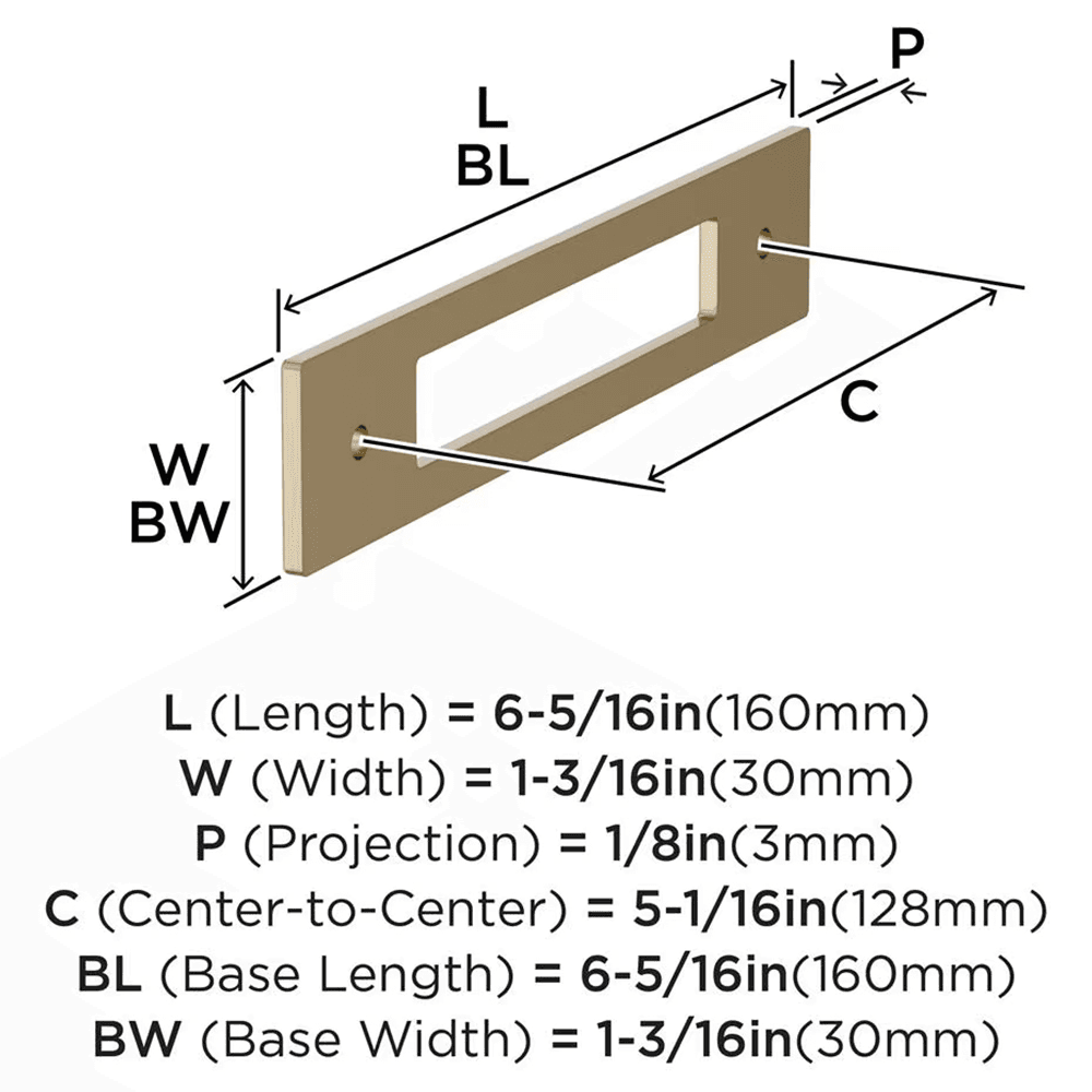 128mm Medora Rectangle Cabinet Pull Backplate, Golden Champagne Alt 1 - Image