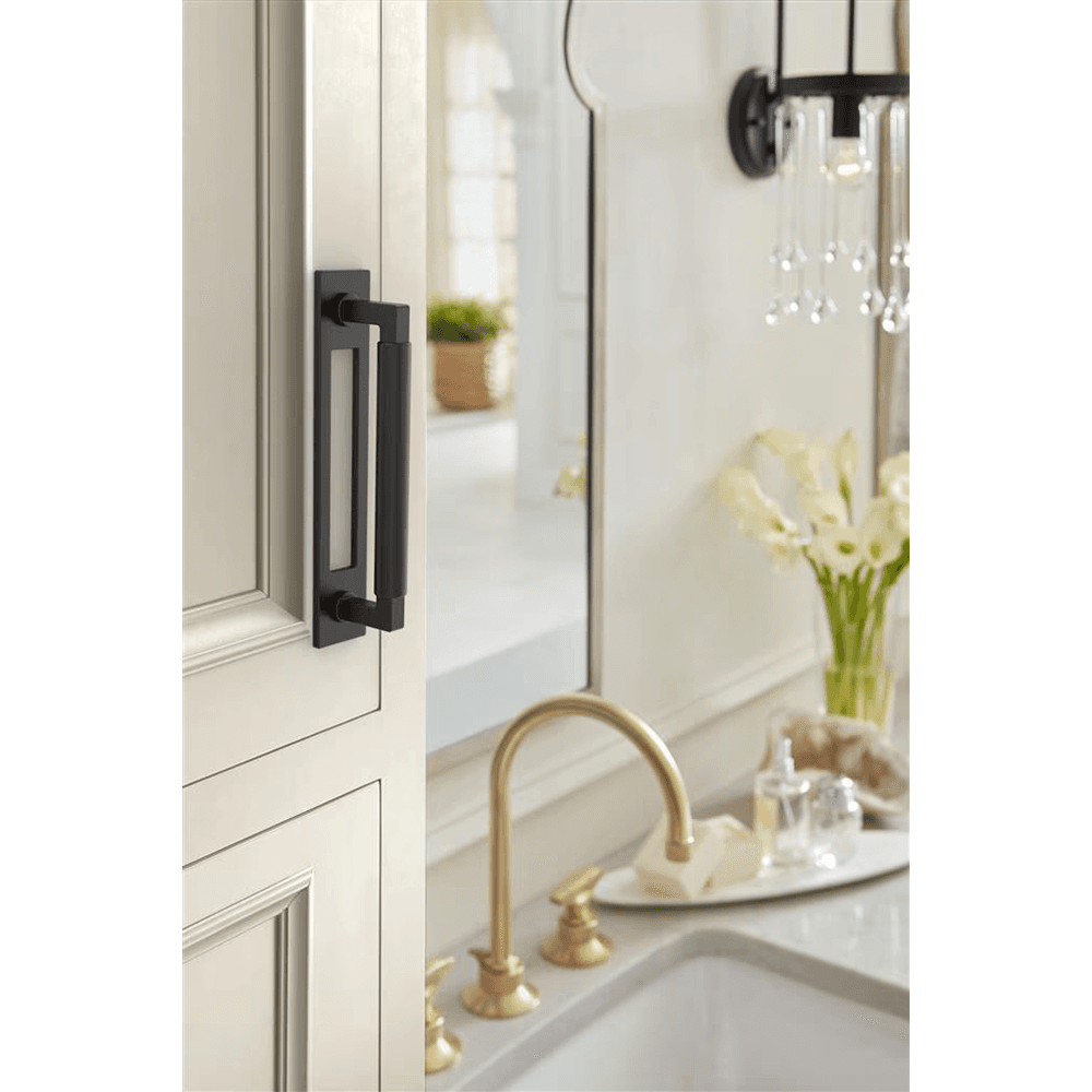 128mm Medora Rectangle Cabinet Pull Backplate, Matte Black Alt 3 - Image