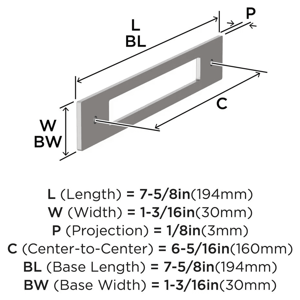 160mm Medora Rectangle Cabinet Pull Backplate, Satin Nickel Alt 1 - Image