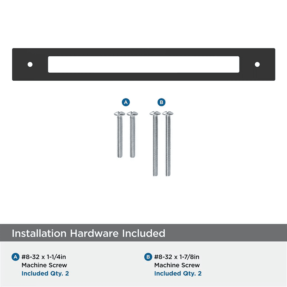 224mm Medora Rectangle Cabinet Pull Backplate, Matte Black Alt 2 - Image