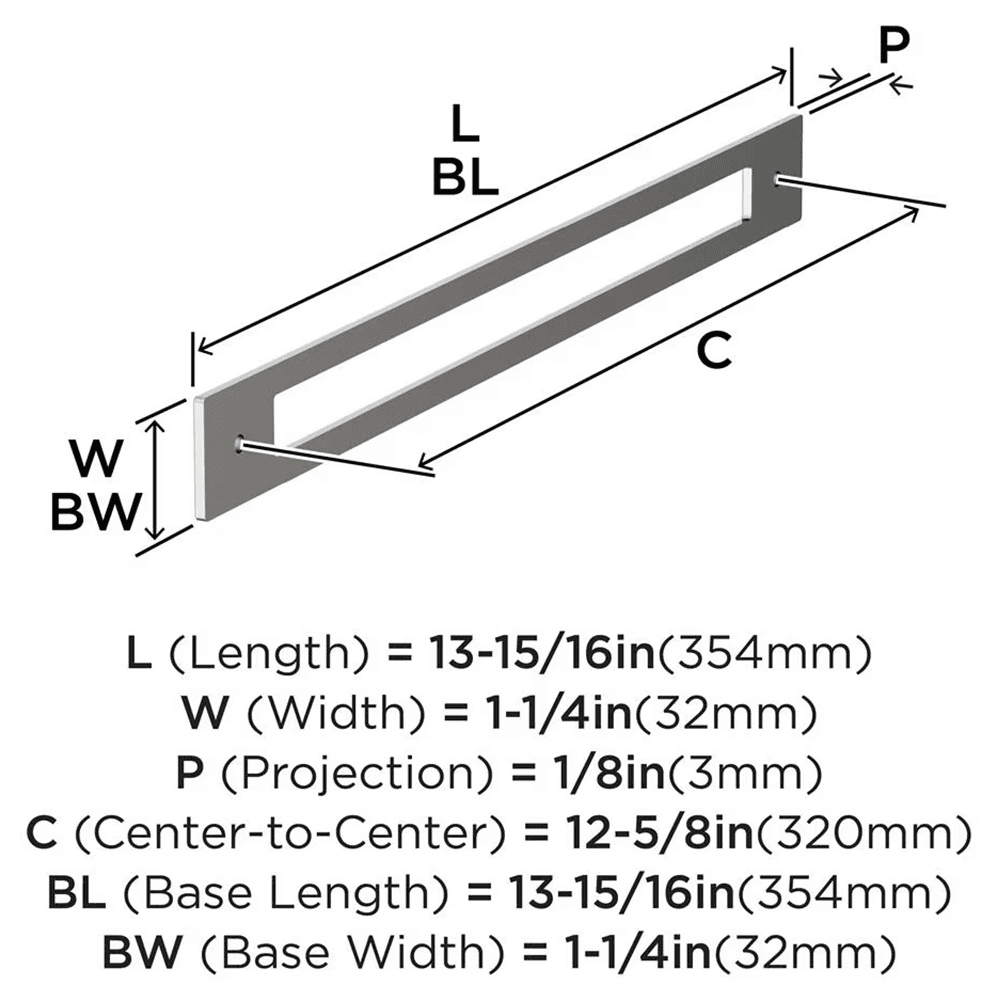 320mm Medora Rectangle Cabinet Pull Backplate, Polished Nickel Alt 1 - Image