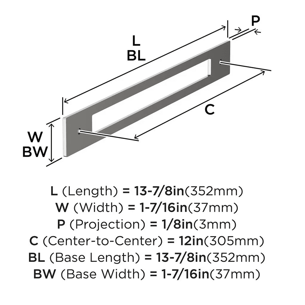 305mm Medora Rectangle Appliance Pull Backplate, Polished Nickel Alt 1 - Image
