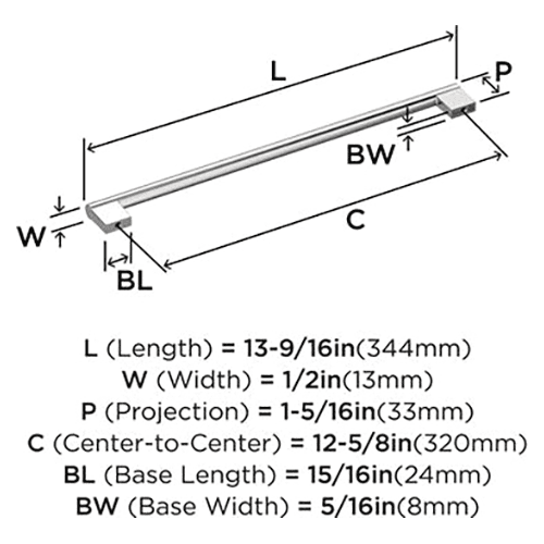 12-5/8" Versa Cabinet Pull, Matte Black Alt 1 - Image