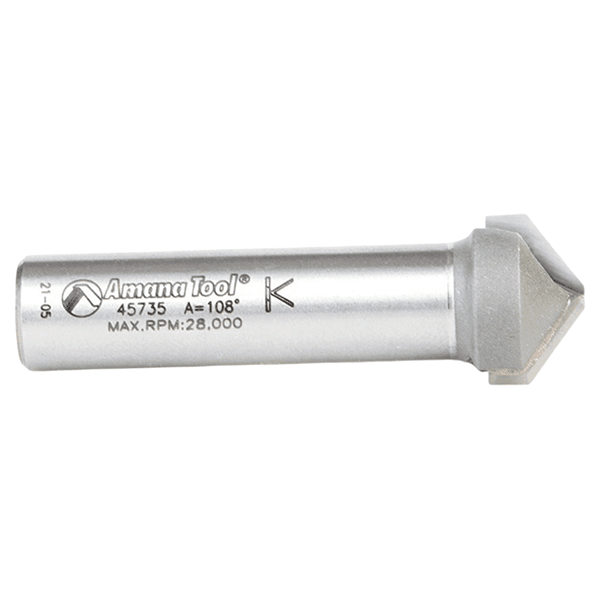 3/4" Dia x 15/64" 108° Double Edge Folding V-Groove Bit, 1/2" Shank Alt 1 - Image