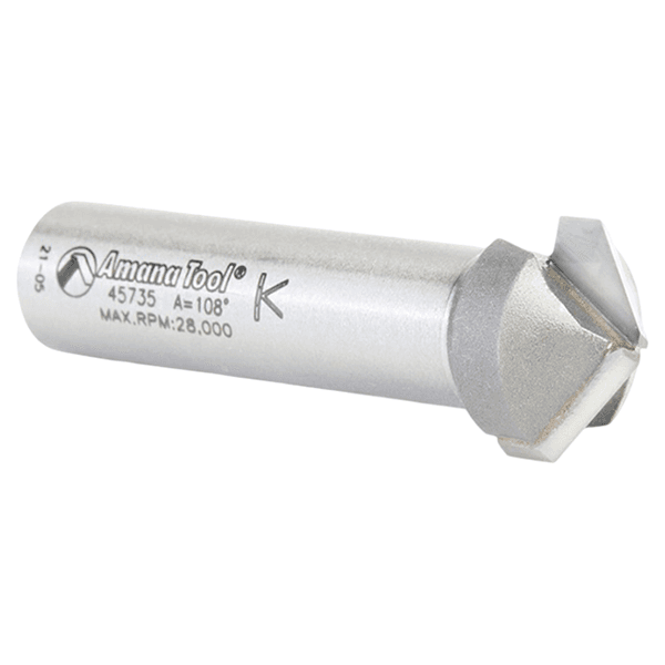 3/4" Dia x 15/64" 108° Double Edge Folding V-Groove Bit, 1/2" Shank Alt 2 - Image