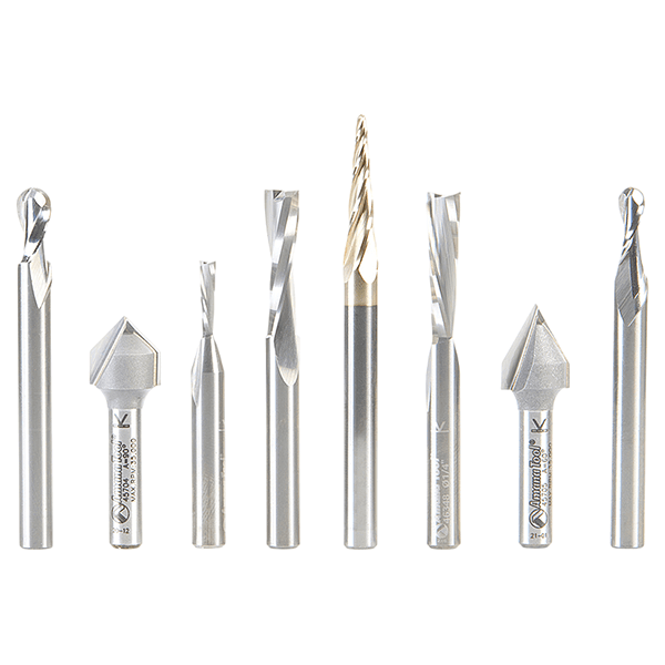 8-Piece General Purpose CNC Router Bit, 1/4" Shank Main - Image