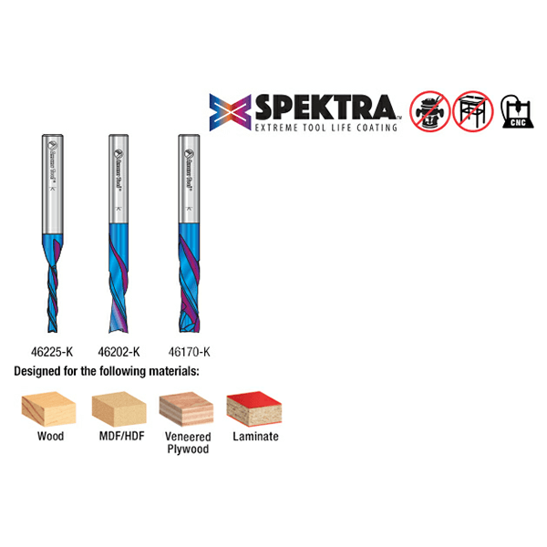 3-Piece CNC Spektra Extreme Tool Life Coated Starter Pack, 1/4" Shank Alt 2 - Image