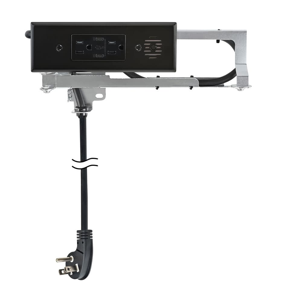 Docking Drawer 15 Amp Blade Compact Vanity Outlet with 2 30W USB-C Ports & 2 AC Outlets, Black - Main Image