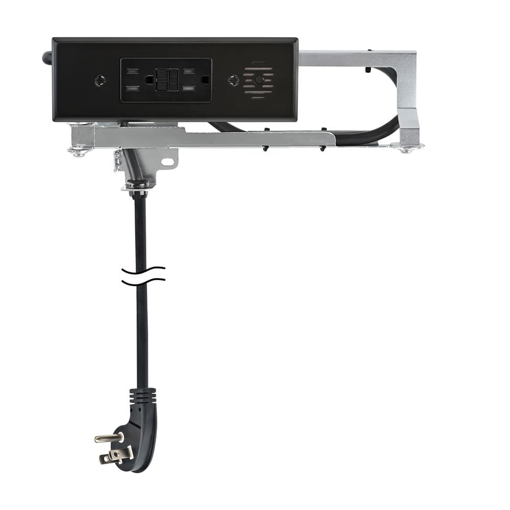 Docking Drawer 15 Amp Blade Compact Vanity Outlet with 2 AC Outlets GFCI, Black - Main Image