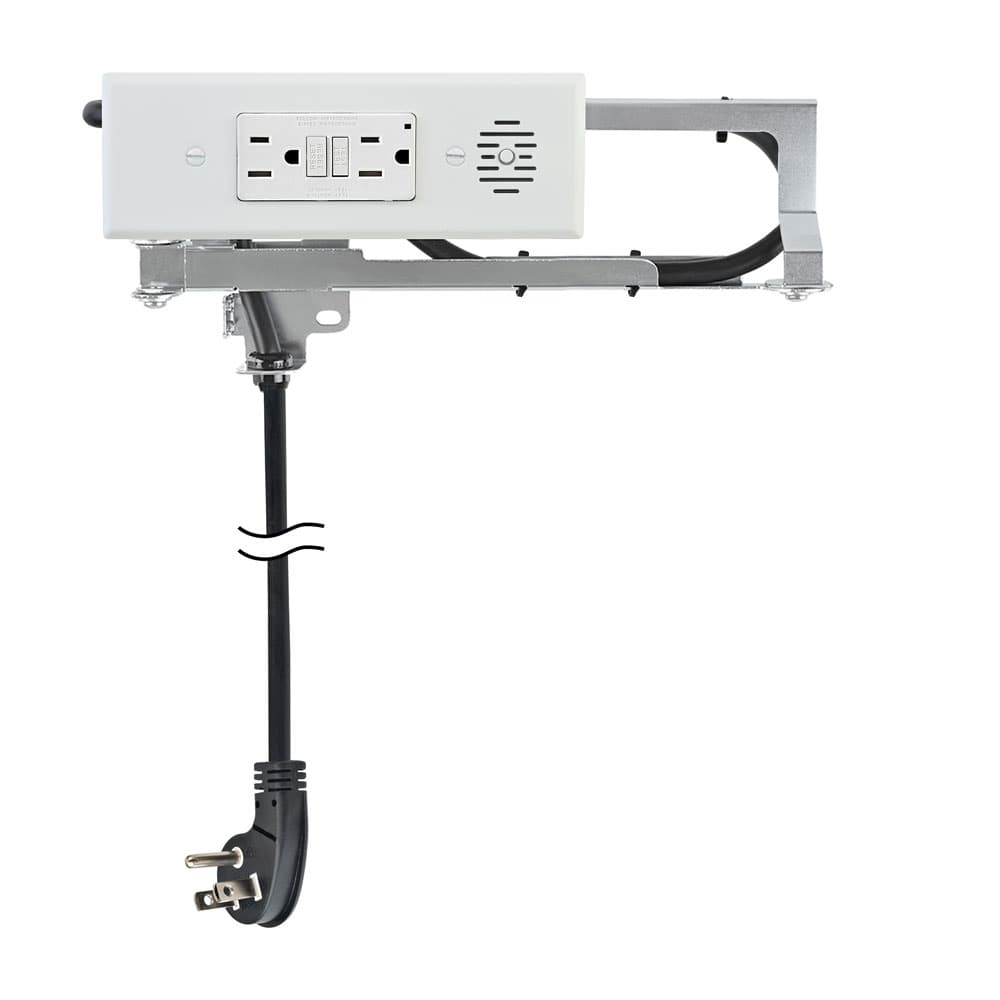 Docking Drawer 15 Amp Blade Compact Vanity Outlet with 2 AC Outlets GFCI, White - Main Image