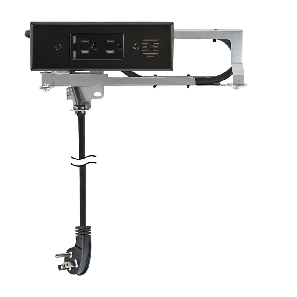 Docking Drawer 15 Amp Blade Compact Vanity Outlet with 2 65W USB-C Ports & 2 AC Outlets, Black - Main Image