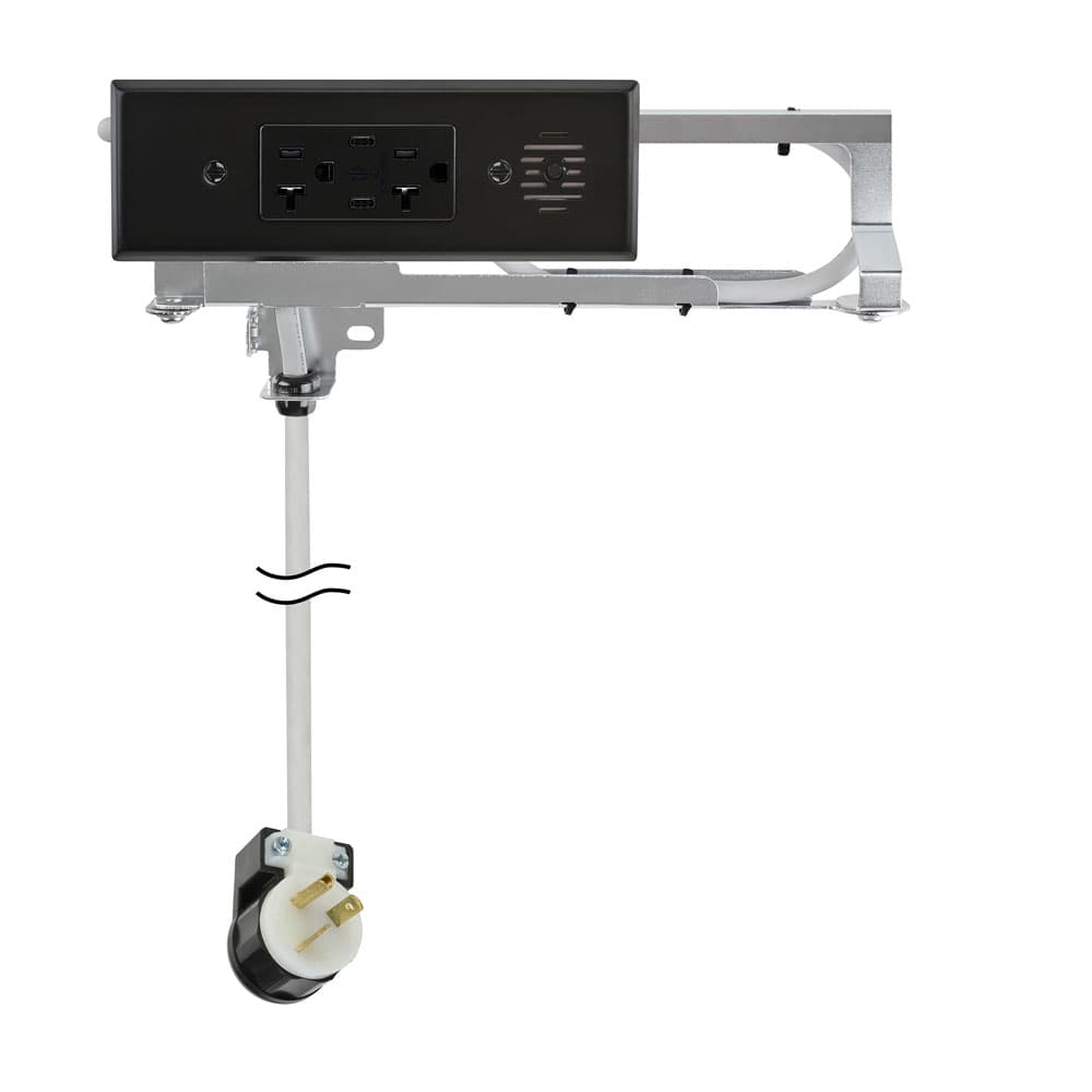 Docking Drawer 20 Amp Blade Compact Vanity Outlet with 2 30W USB-C Ports & 2 AC Outlets, Black - Main Image