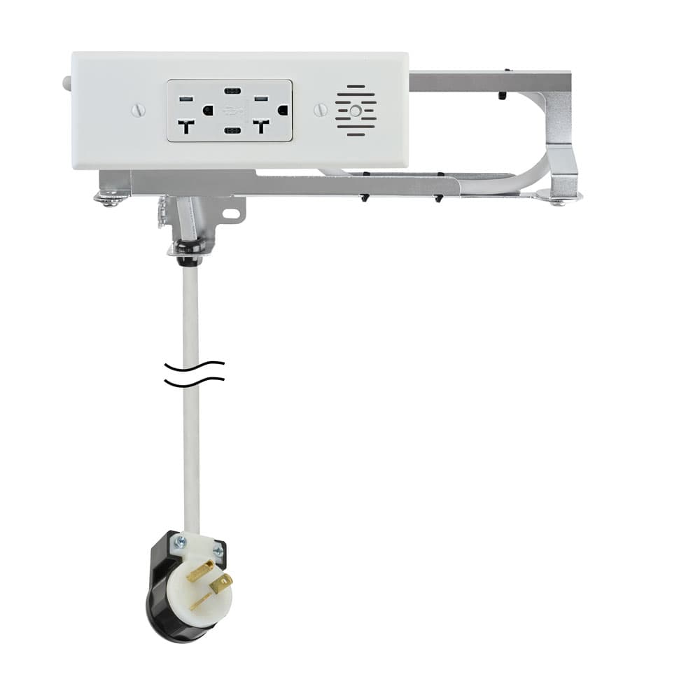 Docking Drawer 20 Amp Blade Compact Vanity Outlet with 2 30W USB-C Ports & 2 AC Outlets, White - Main Image