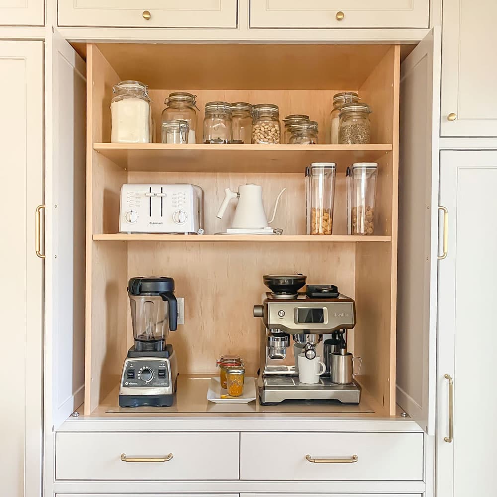 Docking Drawer 20 amp Safety Interlock Outlet for Appliance Garages with Magnetic Switch (Normally Open) - LifeStyle Image