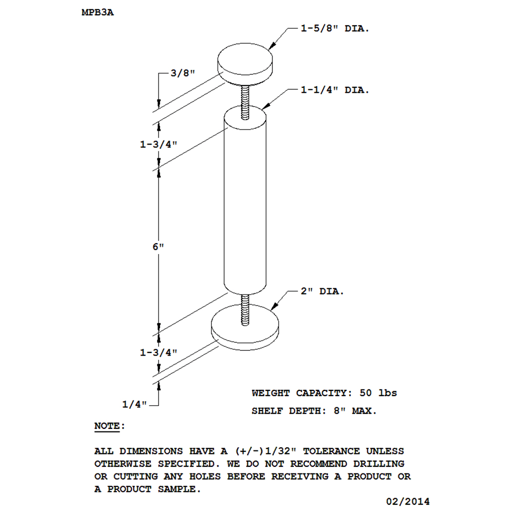 MPB3A solid shelf bracket with clean and unsupported look by Doug Mockett And Company Inc