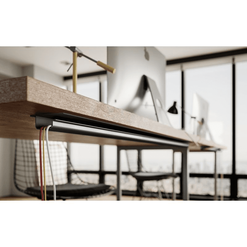 1' J-Shape Under-Desk Wire Cable Manager, Black Alt 1 - Image