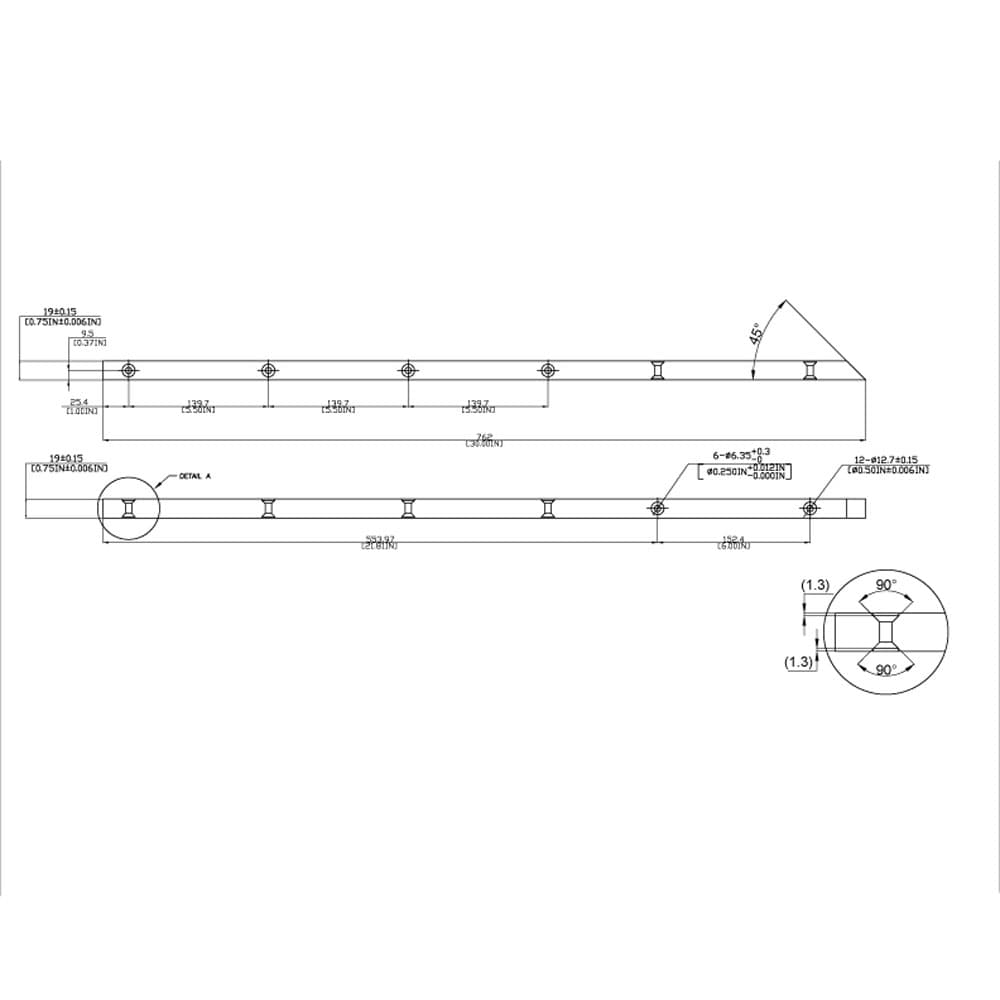 30" Edge PRO Countertop Support Bracket, Black Finish - Diagram