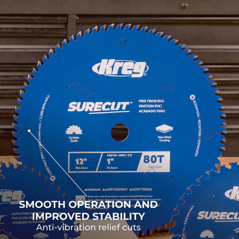 Kreg 12" SureCut™ Fine Finishing 80-Tooth Saw Blade - Image 3