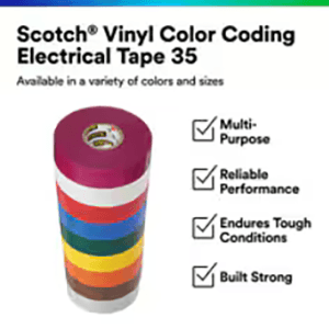 3/4" x 66' Gray Vinyl Coding Electrical Tape 35, 10 Rolls/Carton, 100 Rolls/Case Alt 1 - Image