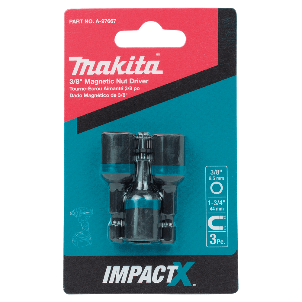 3/8" x 1-3/4" ImpactX Magnetic Nut Driver, 1/4" Shank (3/Pack) Alt 1 - Image
