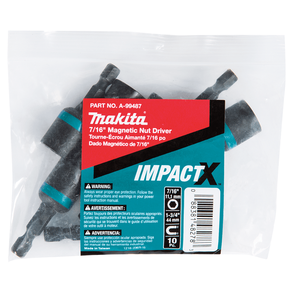 7/16" x 1-3/4" ImpactX Magnetic Nut Driver, 1/4" Shank (10/Pack) Alt 1 - Image